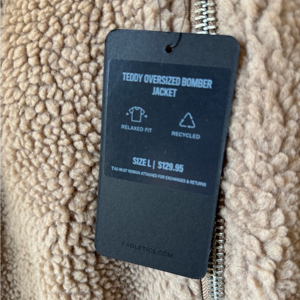 Cozy Tan Sherpa Jacket Teddy oversized bomber jacket - Picture 4 of 7